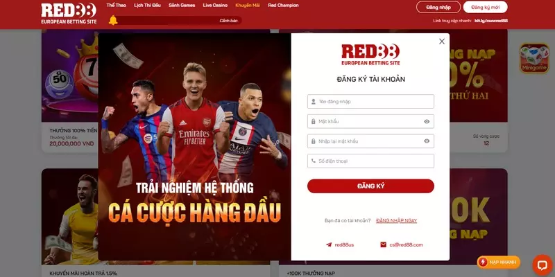 Người chơi hãy đăng ký Red88 nếu chưa có tài khoản